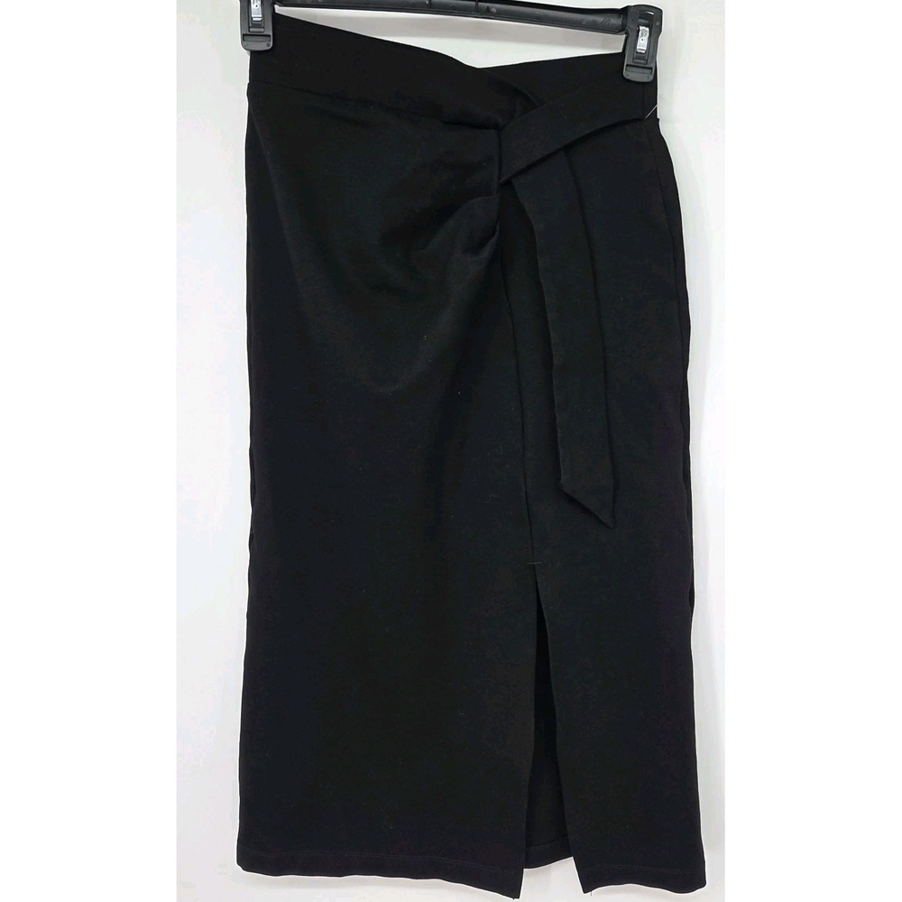 Halara Faux Wrap Skirt Medium Black Side‎ Split Elastic Waist